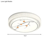 Simple Crystal Drum Ceiling Flush Mount - White Led Light For Bedroom (White/3 Color A/B)