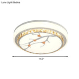 Simple Crystal Drum Ceiling Flush Mount - White Led Light For Bedroom (White/3 Color A/B)