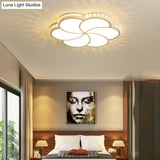 Simple Crystal Flower Flush Mount Led Bedroom Lamp - 16.5’/20.5’/24.5’ W Light Fixture In