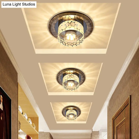 Simple Crystal Led Ceiling Light With Flush Mount - Ideal For Corridors