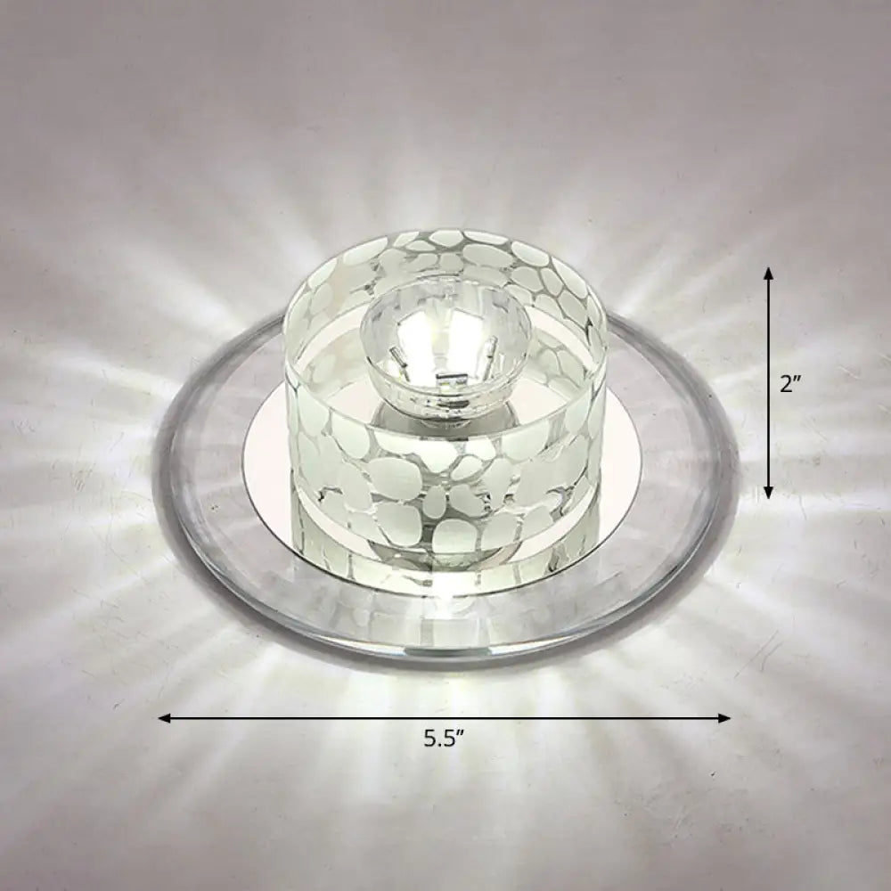 Simple Crystal Led Ceiling Light With Flush Mount - Ideal For Corridors Clear / White