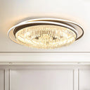 Simple Crystal Led Circular Living Room Flush Light - 18’/23.5’/31.5’ W White Light/Remote