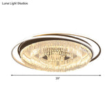 Simple Crystal Led Circular Living Room Flush Light - 18’/23.5’/31.5’ W White Light/Remote