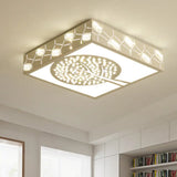 Simple Crystal Led Flush Mount Fixture - White Tree Design With Warm/White/3 Color Lighting For