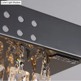 Simple Crystal Led Flush Mount For Living Room - Nickel Rectangle Ceiling Light