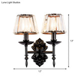 Simple Crystal Prisms Cone Wall Lamp - Black Candlestick Design 1/2-Head Light