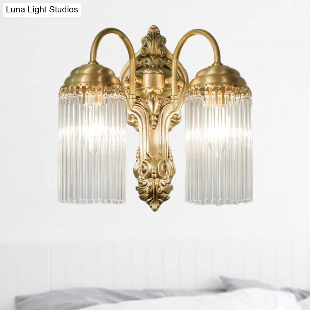 Simple Crystal Rod Wall Mount Light - Gold Sconce For Corridor