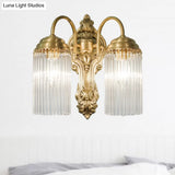 Simple Crystal Rod Wall Mount Light - Gold Sconce For Corridor