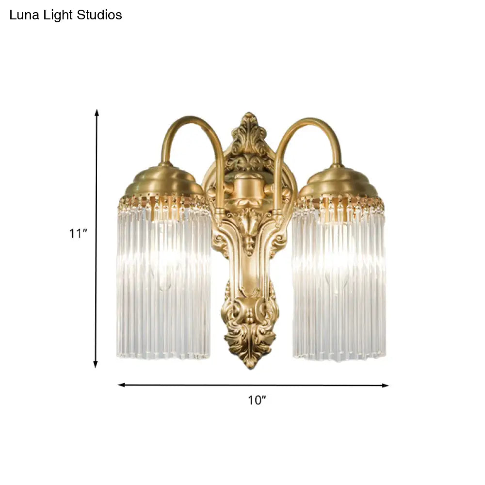 Simple Crystal Rod Wall Mount Light - Gold Sconce For Corridor