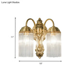 Simple Crystal Rod Wall Mount Light - Gold Sconce For Corridor