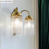 Simple Crystal Rod Wall Mount Light - Gold Sconce For Corridor