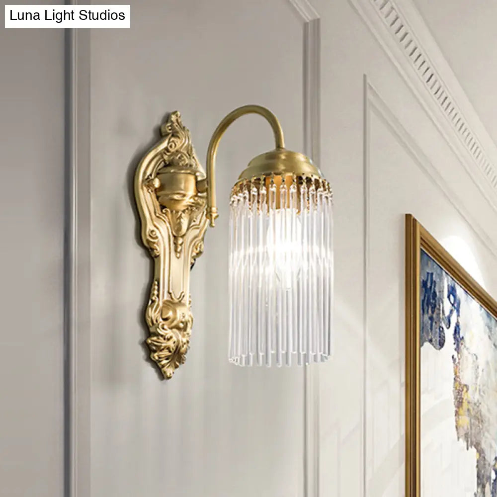 Simple Crystal Rod Wall Mount Light - Gold Sconce For Corridor