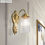 Simple Crystal Rod Wall Mount Light - Gold Sconce For Corridor