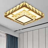 Simple Crystal Square Led Ceiling Light In Warm/White For Corridor - Recessed/Surface Mount White /