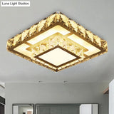 Simple Crystal Square Led Ceiling Light In Warm/White For Corridor - Recessed/Surface Mount