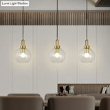 Simple Glass Sphere Pendant Light - 1 Head Brass Finish Dining Room Ceiling Lamp