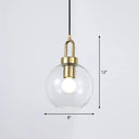 Simple Glass Sphere Pendant Light - 1 Head Brass Finish Dining Room Ceiling Lamp White