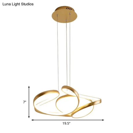 Simple Gold/Coffee Wave Acrylic Chandelier Led Hanging Lamp Ideal For Dining Room 14’’/19.5’’ Wide