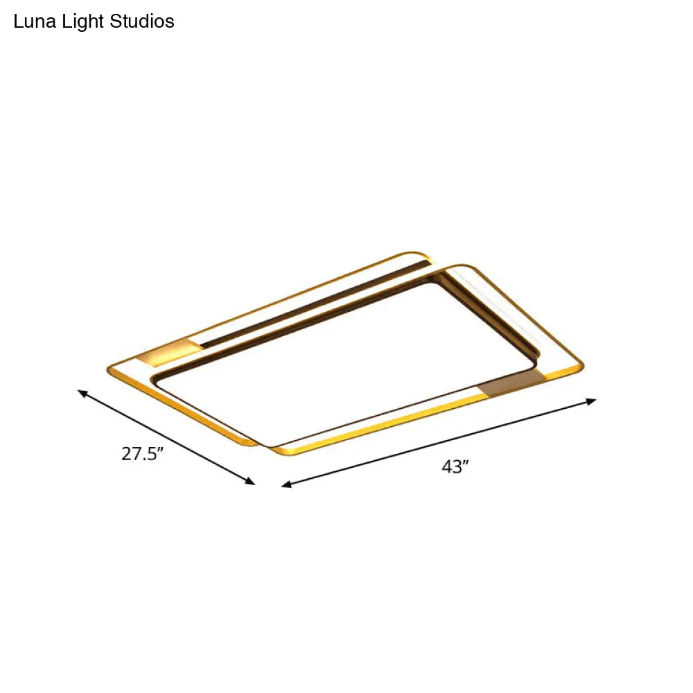 Simple Grey Led Rectangle Flush Mount Light Acrylic Close To Ceiling Lamp Warm/White/3 Color