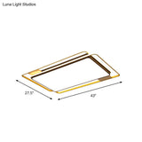 Simple Grey Led Rectangle Flush Mount Light Acrylic Close To Ceiling Lamp Warm/White/3 Color