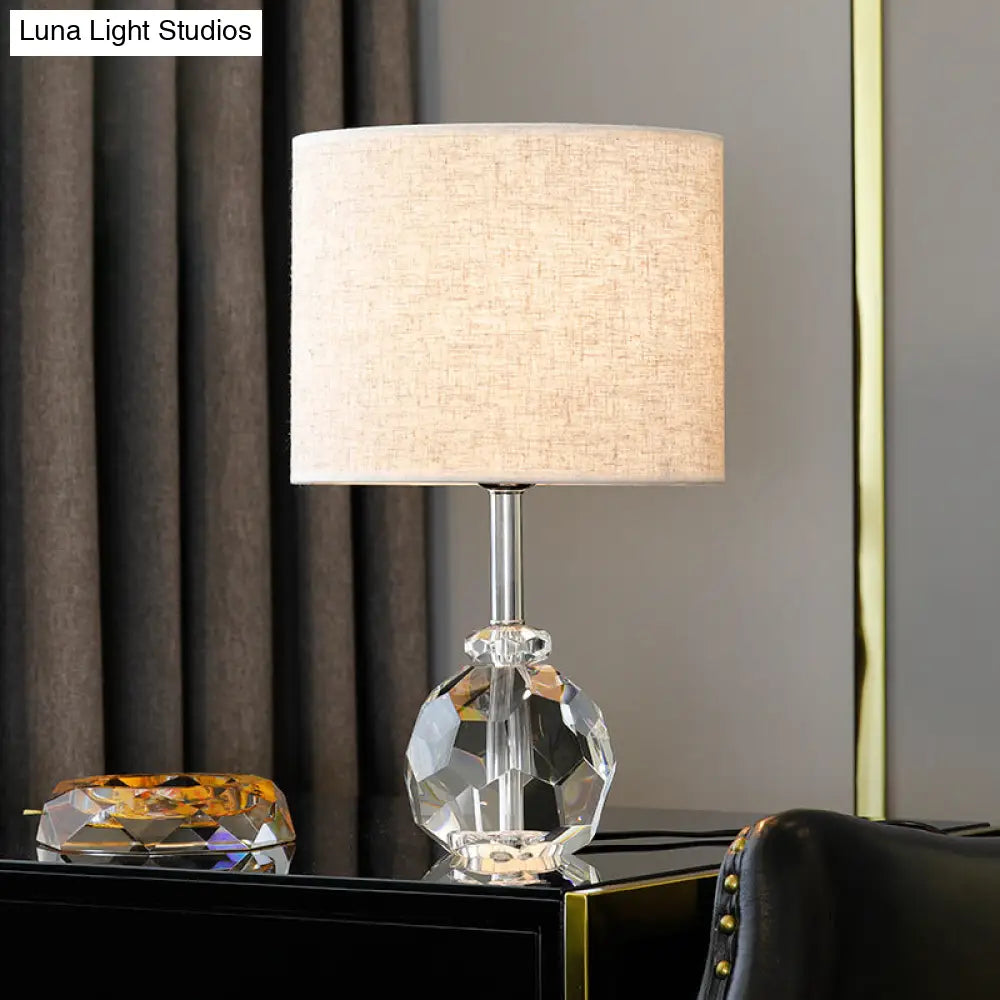 Simple Grey Nightstand Lamp With Prismatic Optical Crystal - Ideal For Living Rooms!