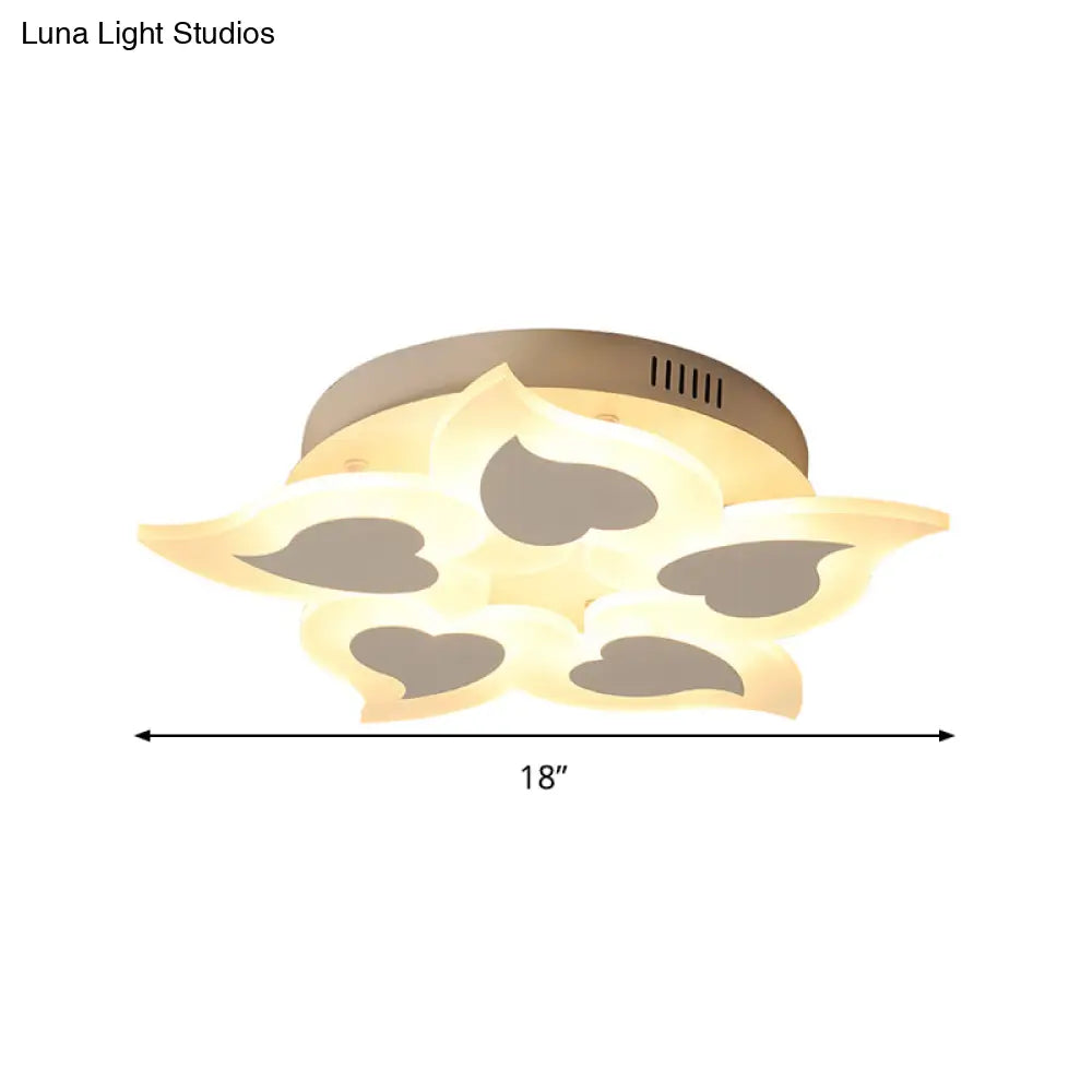 Simple Heart Acrylic Led Ceiling Light With Remote Dimming - Warm/White 18’/23’ Wide