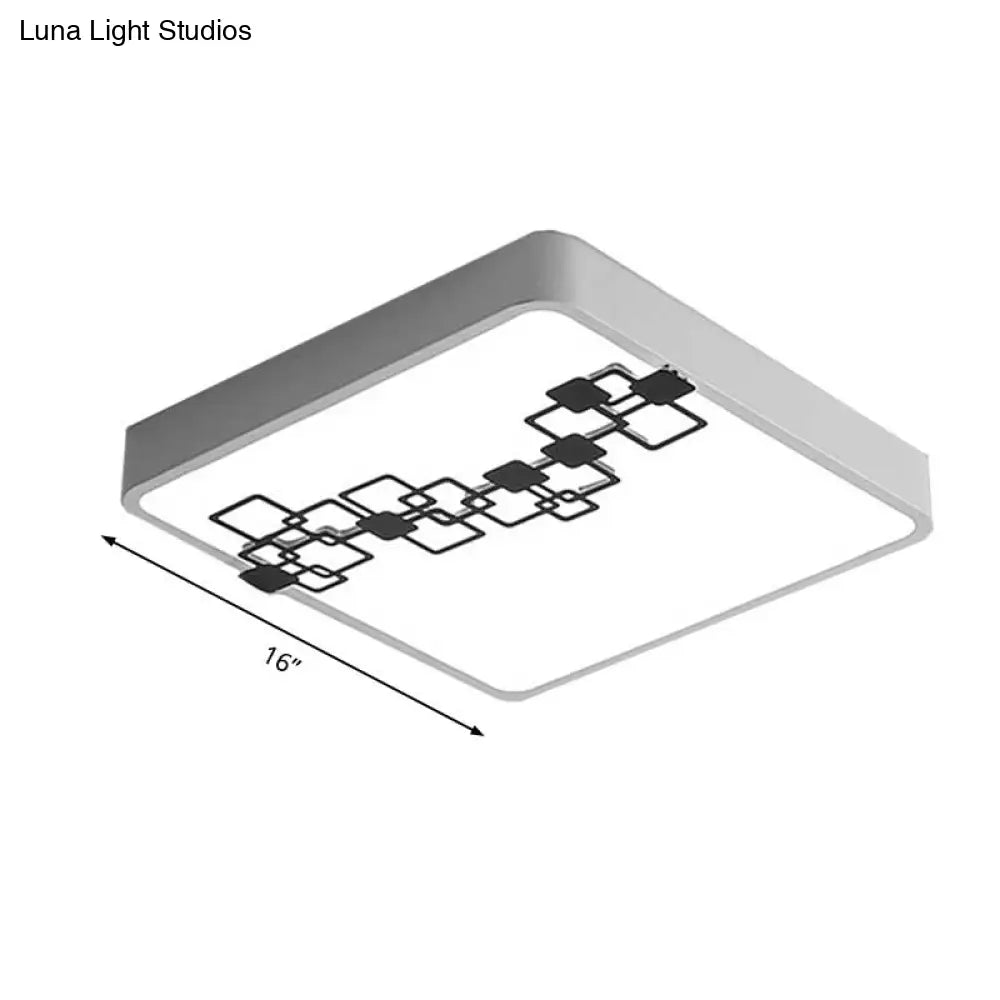 Simple Iron Led Flushmount Bedroom Light – 16’/19.5’ Round/Square Flush With Bubble Pattern White