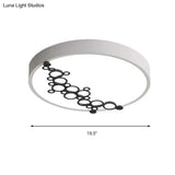Simple Iron Led Flushmount Bedroom Light – 16’/19.5’ Round/Square Flush With Bubble Pattern White