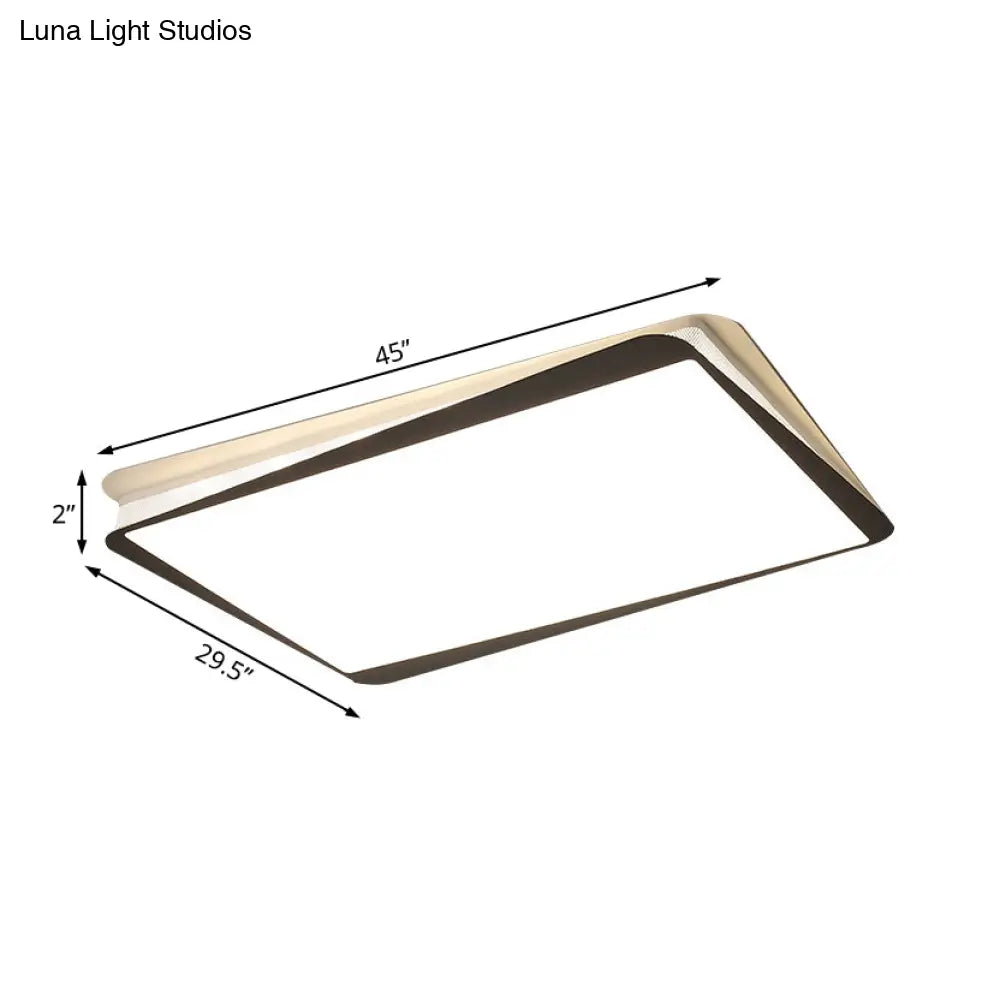 Simple Led Ceiling Flush Mount Light In White/Warm - Metal Rectangular Fixture