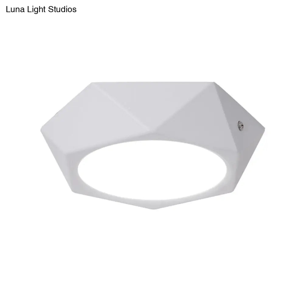Simple Led Ceiling Lamp: Polygon Office Flush Light Fixture Aluminum White 6W/12W/18W