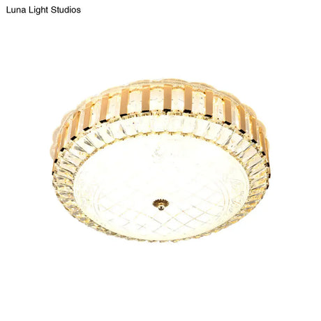 Simple Led Crystal Flush Mount Ceiling Light With Elegant Black/Gold Finish - Perfect For Dining