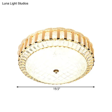 Simple Led Crystal Flush Mount Ceiling Light With Elegant Black/Gold Finish - Perfect For Dining