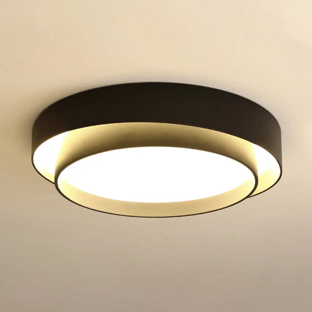 Simple Led Flush Mount Acrylic White/Black Circle Ceiling Light Fixture 16/19.5 Wide [Warm/White
