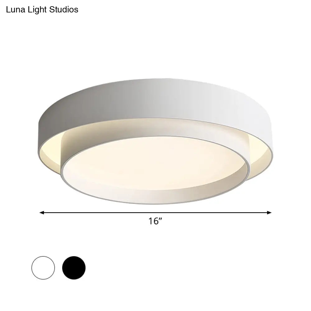 Simple Led Flush Mount Acrylic White/Black Circle Ceiling Light Fixture – 16’/19.5’ Wide