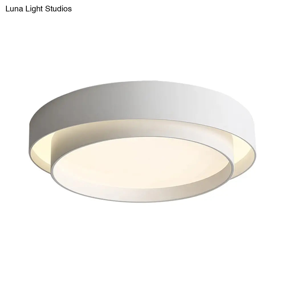 Simple Led Flush Mount Acrylic White/Black Circle Ceiling Light Fixture – 16’/19.5’ Wide