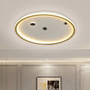Simple Led Flushmount Black/Gold Round Ceiling Lamp Fixture - 16’/19.5’ Width Acrylic Shade