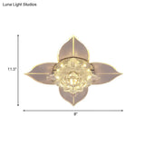 Simple Led Hallway Ceiling Fixture With Clear Crystal Flush Mount & Leaf Edge Design -