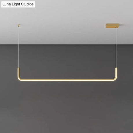 Simple Led Multi Ceiling Light With Metal Shade Black/Gold Linear Pendant In Warm/White