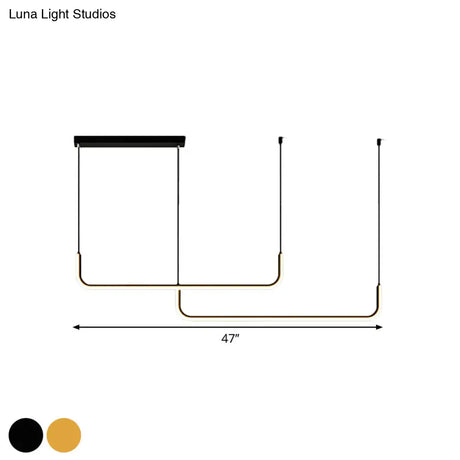 Simple Led Multi Ceiling Light With Metal Shade Black/Gold Linear Pendant In Warm/White