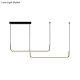 Simple Led Multi Ceiling Light With Metal Shade Black/Gold Linear Pendant In Warm/White