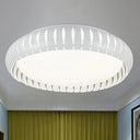 Simple Metal Led Ceiling Flush Mount Light White/Black With Hollow Shade For Living Room