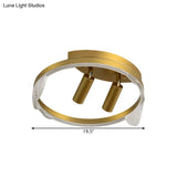 Simple Metal Led Circle Ceiling Fixture In Gold For Restaurants - 16’/19.5’ Diameter Warm Or