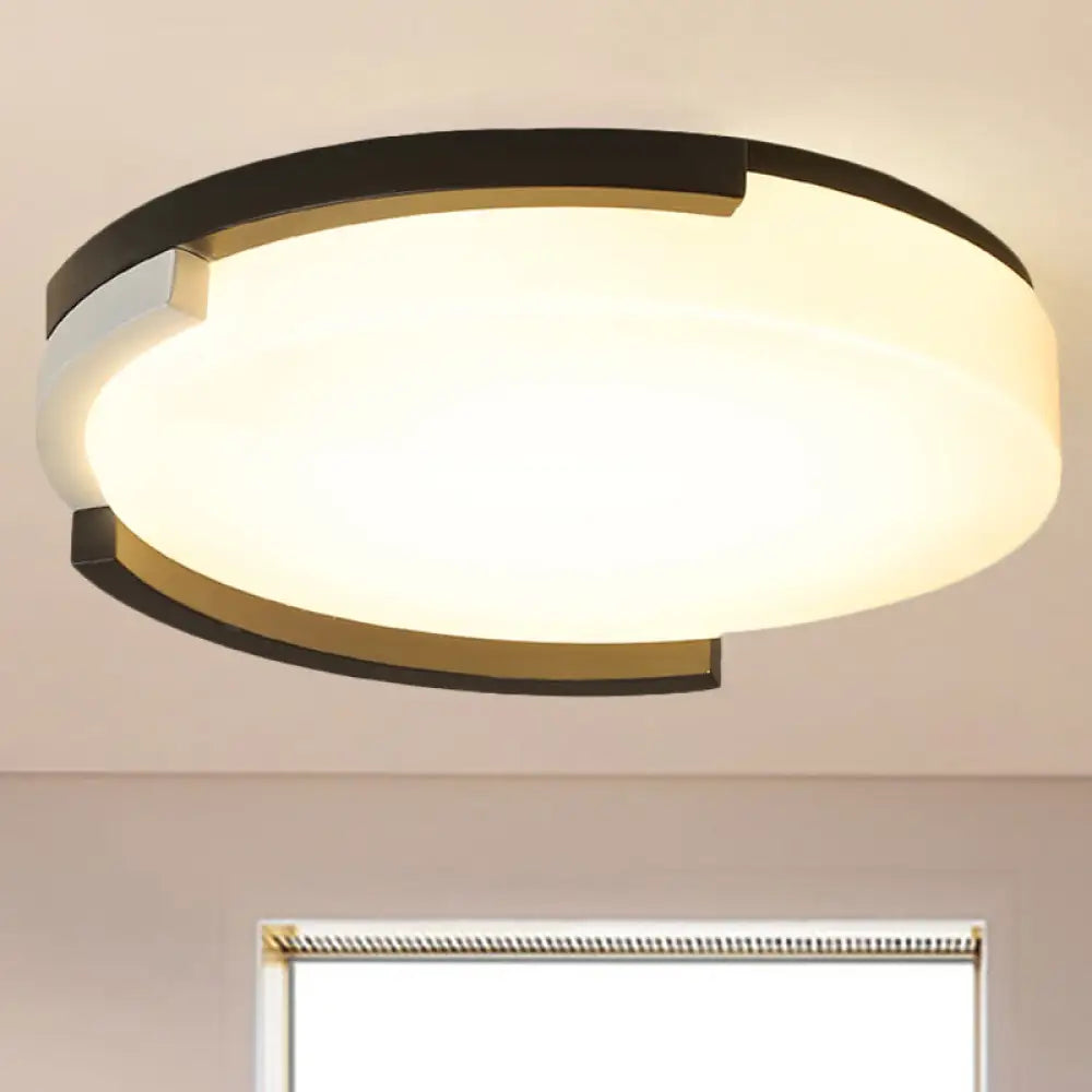 Simple Metal Led Flush Ceiling Light With Acrylic Diffuser In Black/White 16.5’/20.5’ Wide -