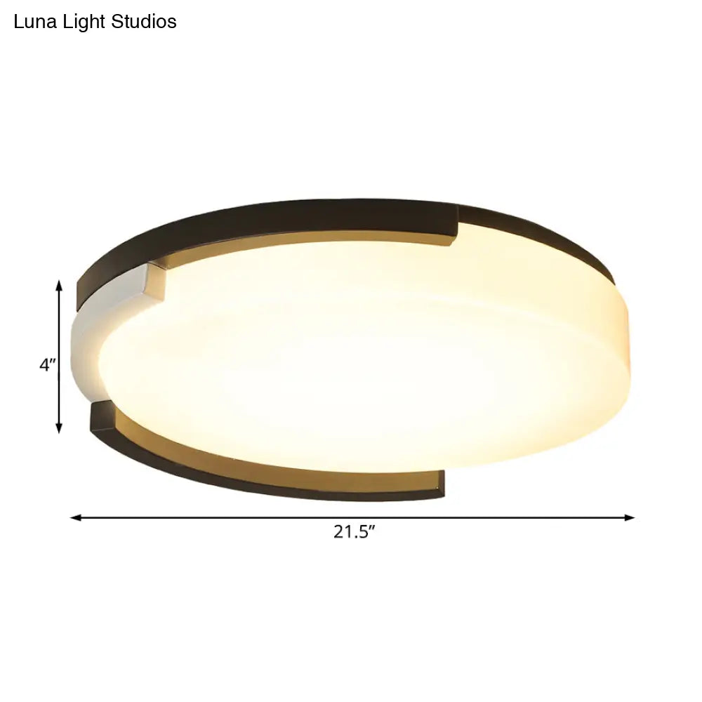 Simple Metal Led Flush Ceiling Light With Acrylic Diffuser In Black/White 16.5’/20.5’ Wide -