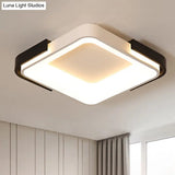 Simple Metal Led Flush Mount Light In White/Warm - Rectangular/Square Ceiling Fixture 18’/35.5’
