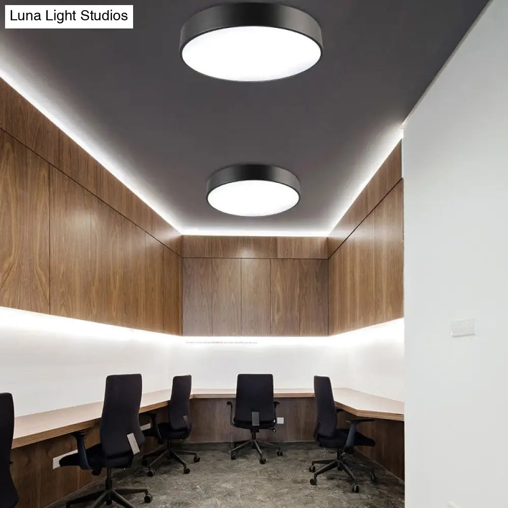 Simple Metal Round Flush Mount Ceiling Light With Led Ideal For Offices Acrylic Diffuser Included
