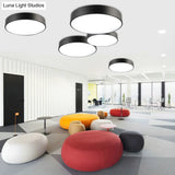 Simple Metal Round Flush Mount Ceiling Light With Led Ideal For Offices – Acrylic Diffuser Included