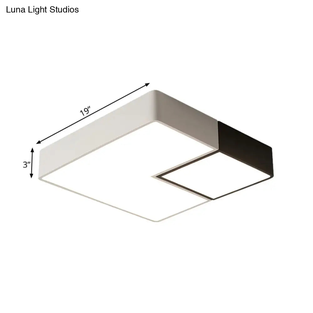 Simple Metal Square Flush Mount Led Ceiling Light Fixture For Living Room In Warm/White -