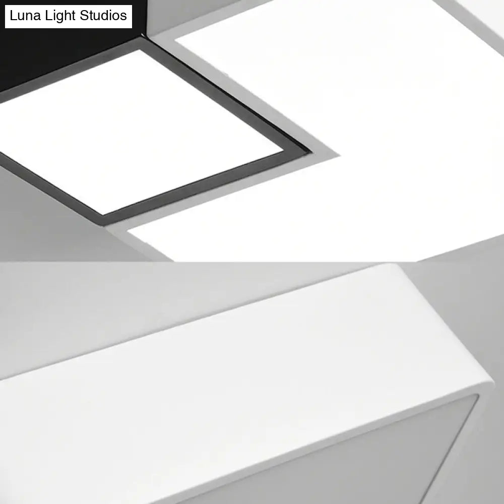Simple Metal Square Flush Mount Led Ceiling Light Fixture For Living Room In Warm/White -