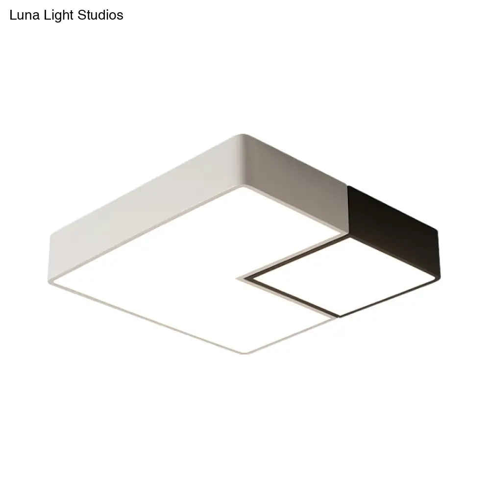 Simple Metal Square Flush Mount Led Ceiling Light Fixture For Living Room In Warm/White -
